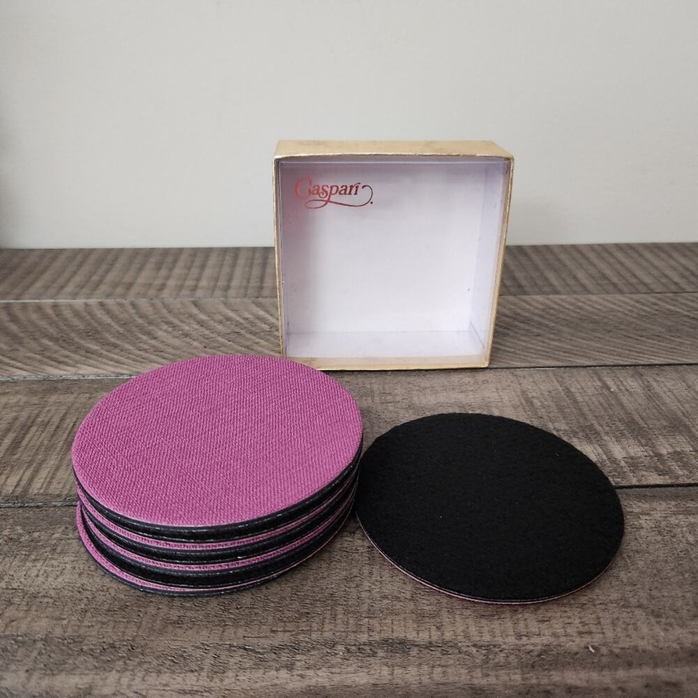 BNIB Set Of 8 Purple Classic Canvas Felt Round Coasters 8 Inch